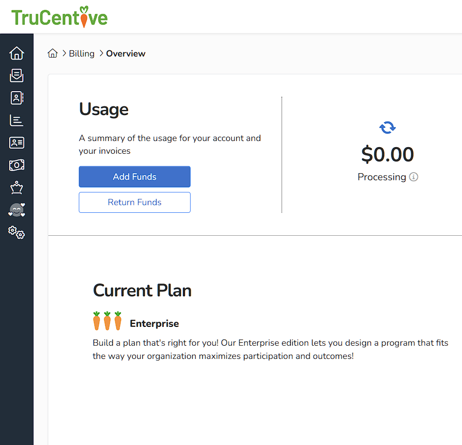 Return Funds from my account or a project