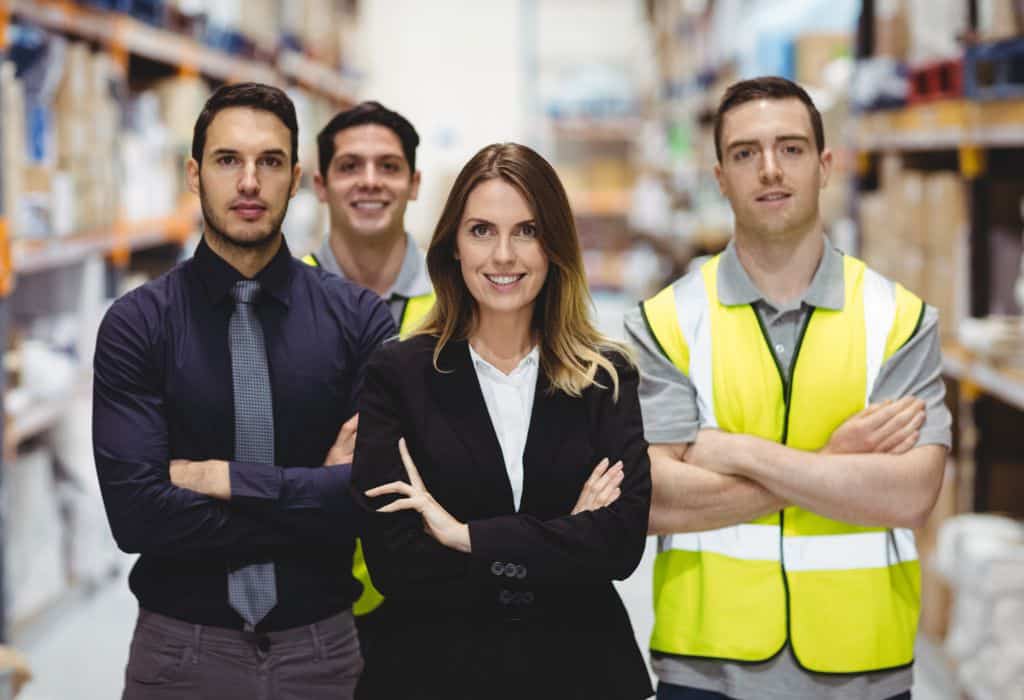 Employees in the warehouse back to work for the first time post covid