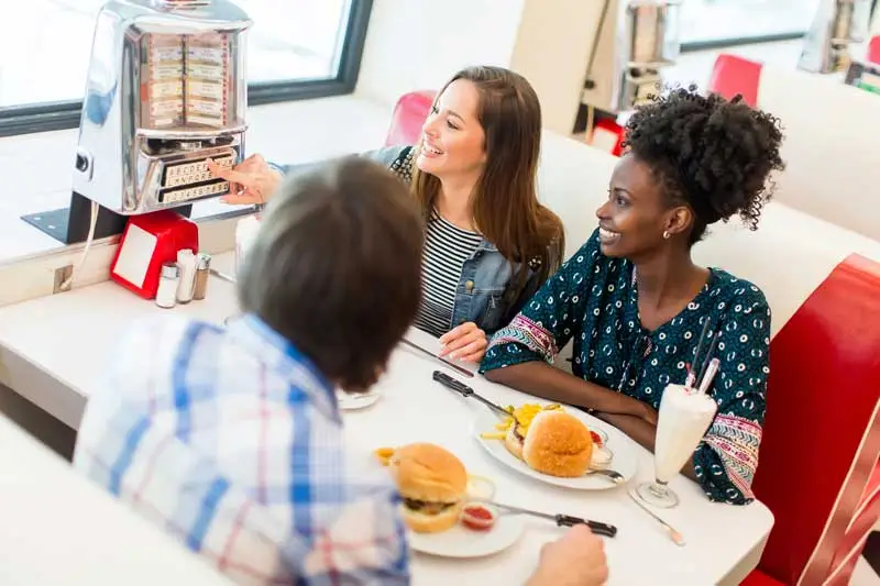 Employees having lunch and observing national take back the lunch break day