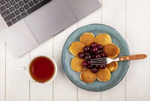 pancakes with cherries on top