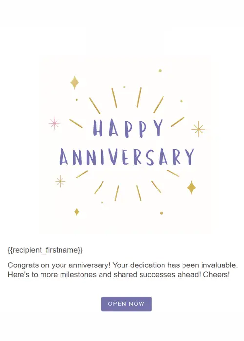 Happy Anniversary Incentive delivery design for employees