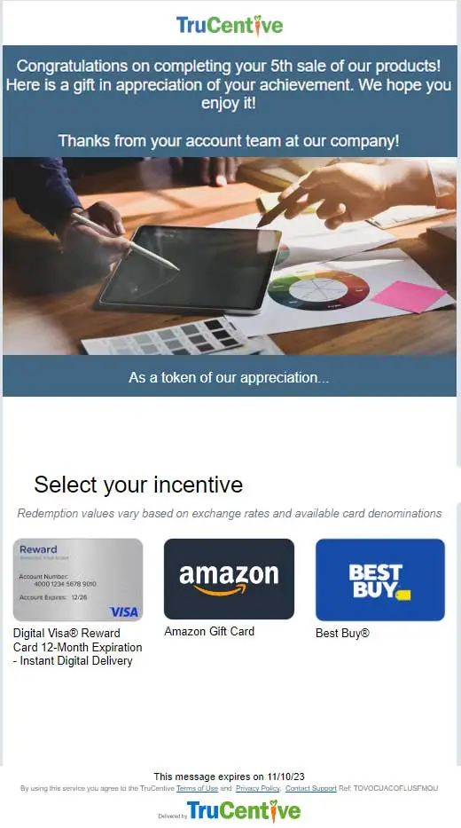 Congratulations on sales achievement email image