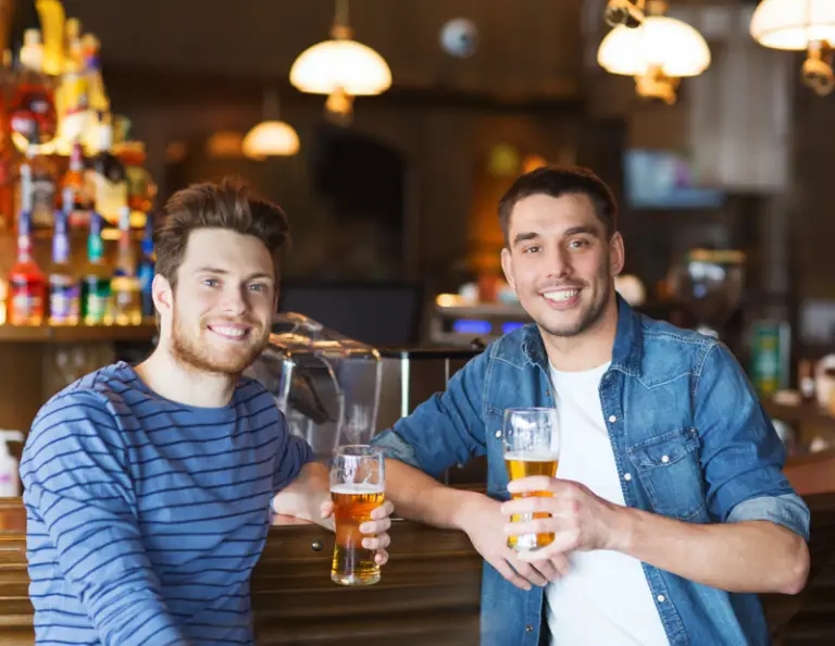 happy hour colleagues having a beer
