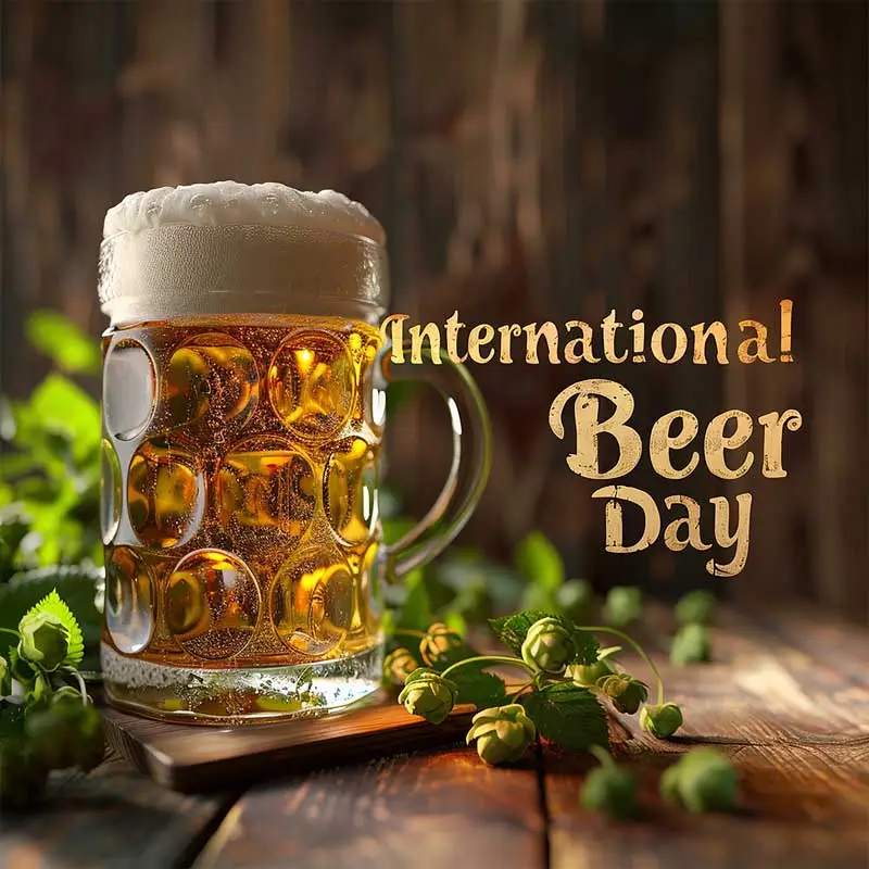 international beer day beer glass with words