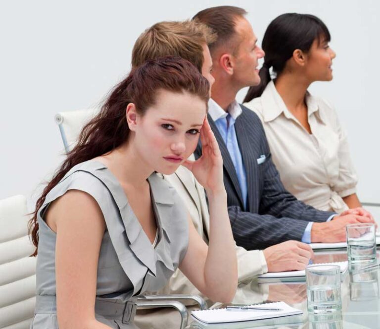 business woman looking unhappy