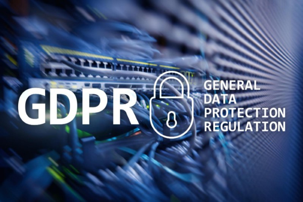 GDPR - General Data Protection Regulation Logo with server in the background