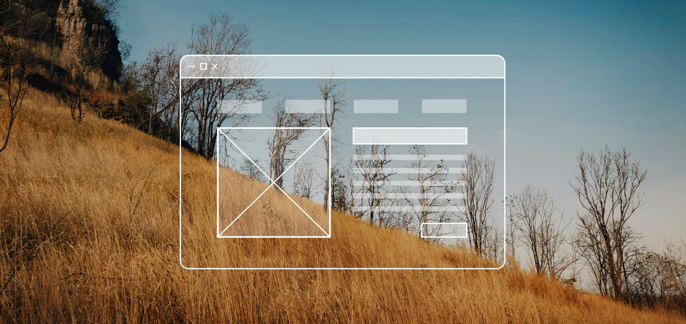 Nature scene overlayed with a web page structure diagram for web accessibility