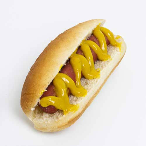 hot dog with mustard
