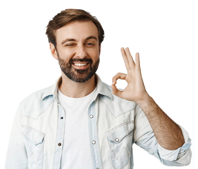 happy man gets to know customer