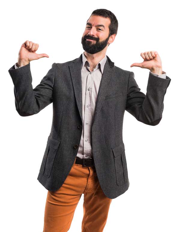 man pointing at himself taking credit for agency incentive campaign