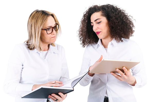 woman consulting clinical trial