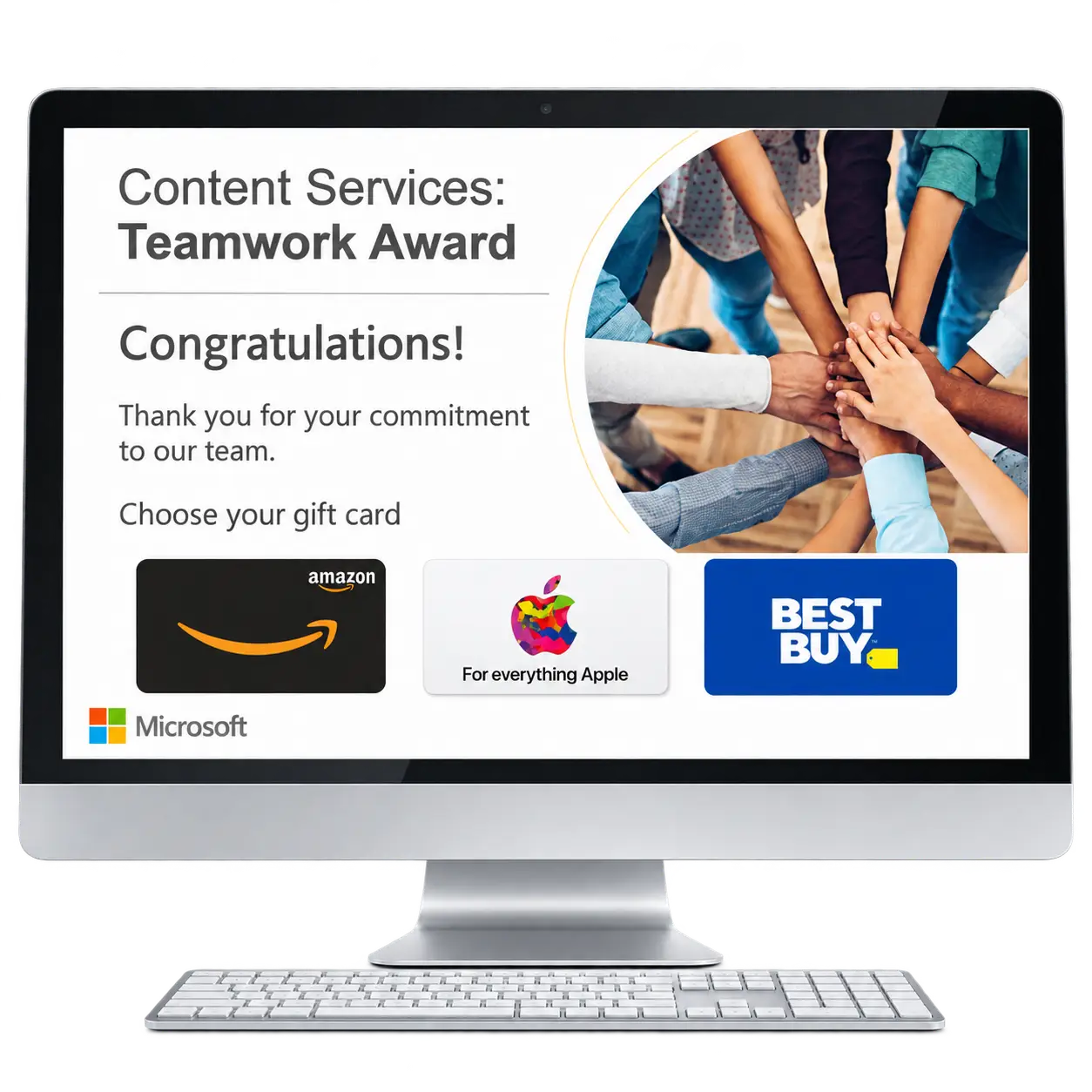 Microsoft case study illustration: quarterly content services teamwork award